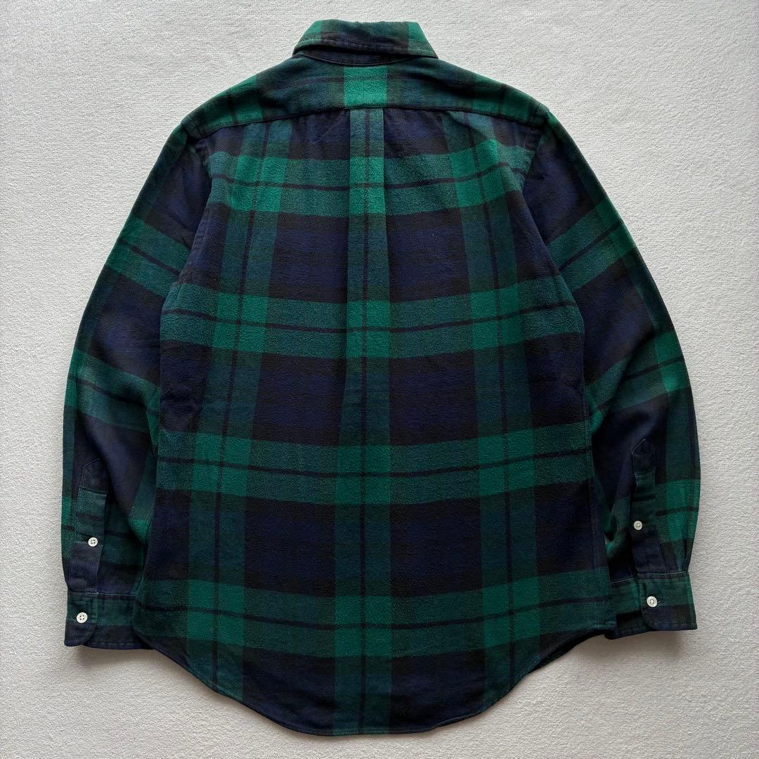 90s ラルフローレン ブラックウォッチ フランネルチェックシャツ 刺繍ロゴ M
