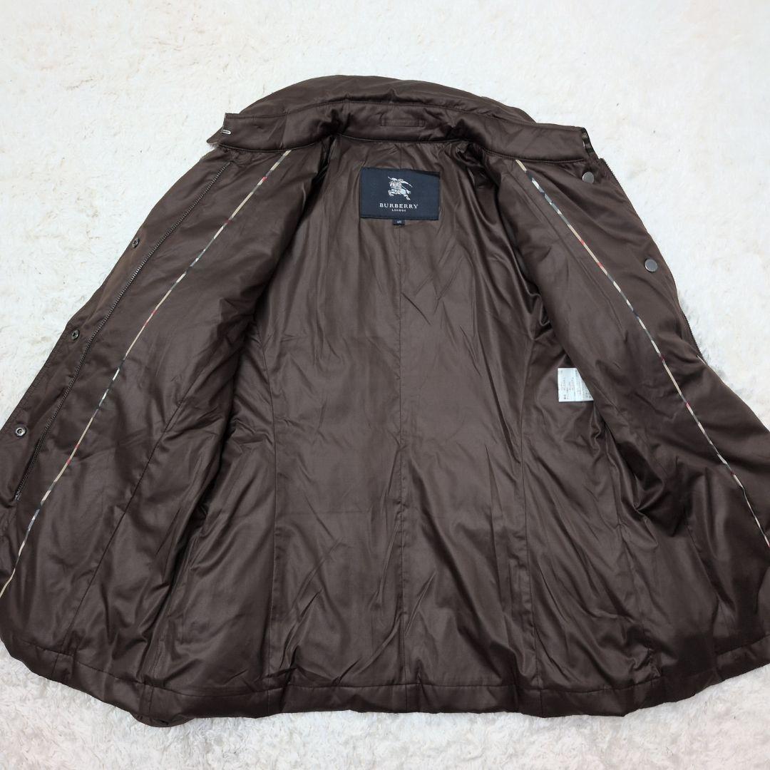 【極美品 L相当】バーバリー　ダウンジャケット　ノバチェック　ベルト　ブラウン