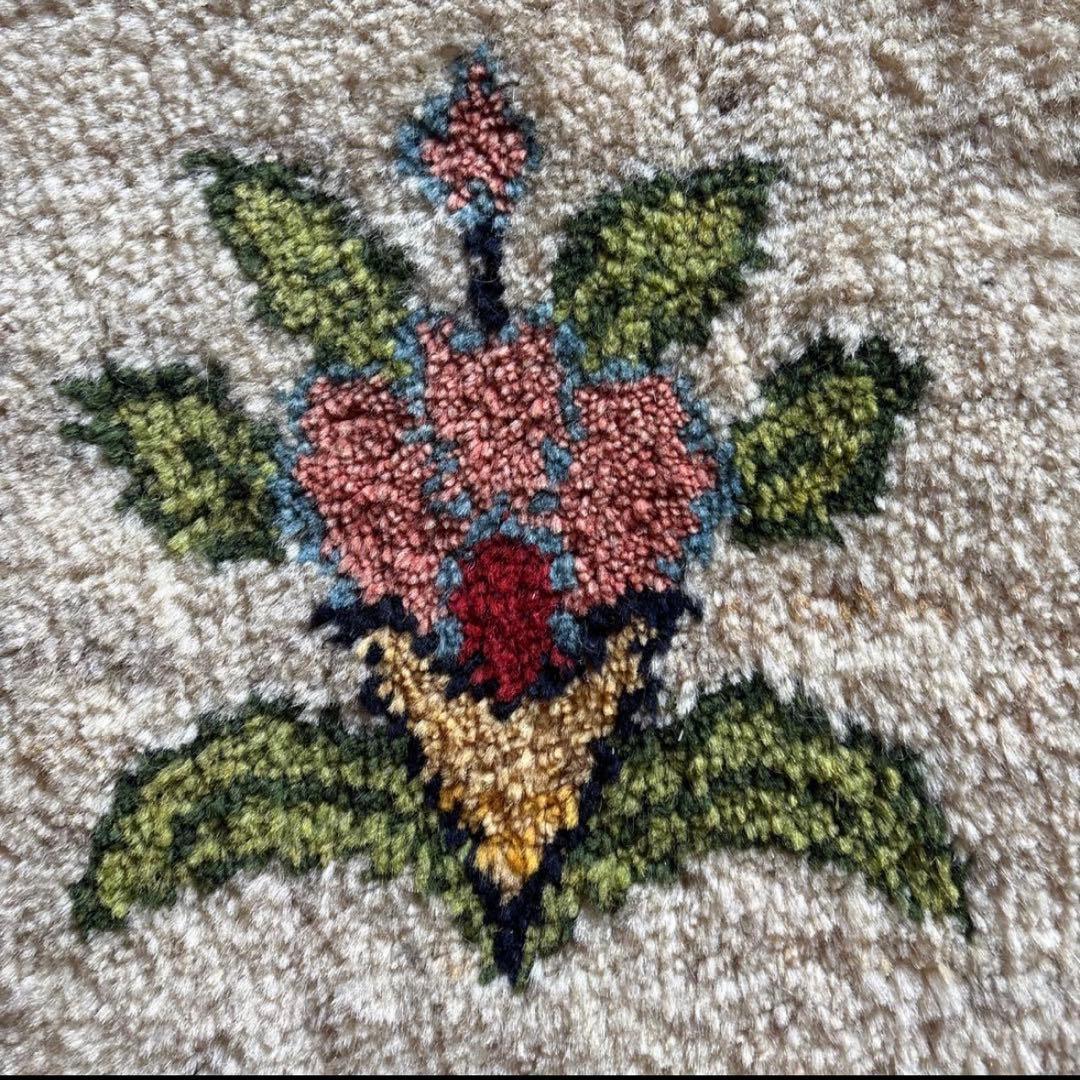 極厚2.5cm！手織りギャッベ 円形チェアパッド 40×40cm 花柄 フカフカ