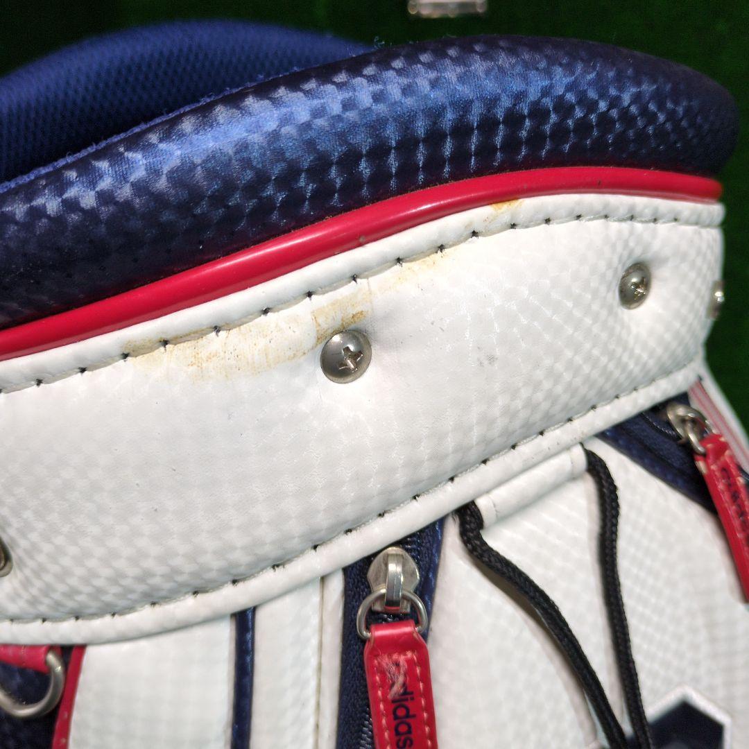 adidas ゴルフキャディバッグ オシャレなトリコロールカラー　フードカバー付