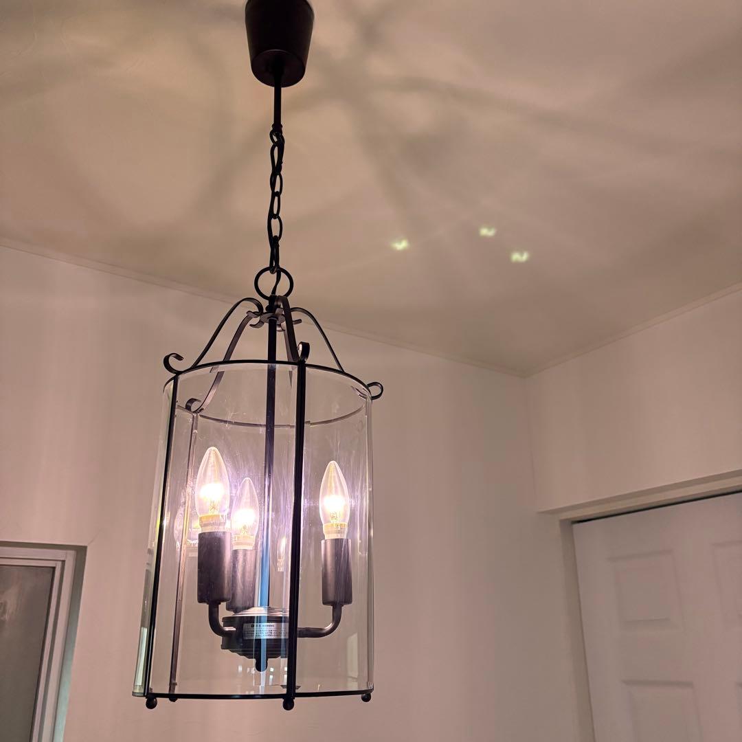 ☆ディクラッセ☆トルド　3灯　アールデコ　シャンデリア　アイアン　ガラス