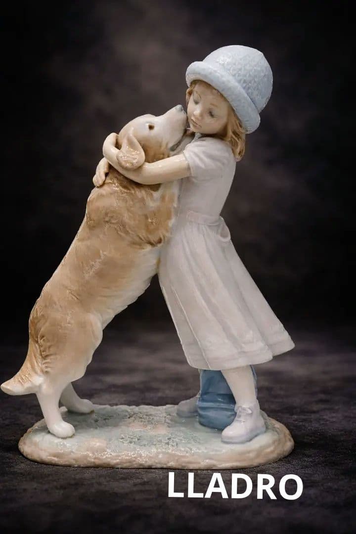極美 LLADRO リヤドロ 待ってたよ! 犬と少女 西洋陶磁 陶芸2001年