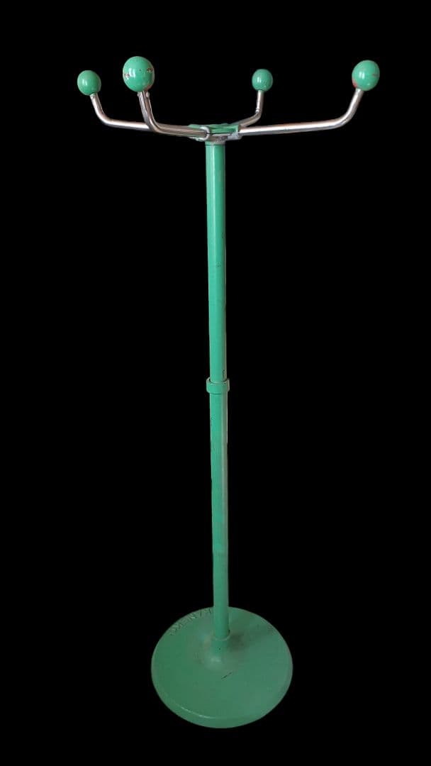 昭和レトロ　KANEKO 緑色 アイアンスチール回転ポールハンガー