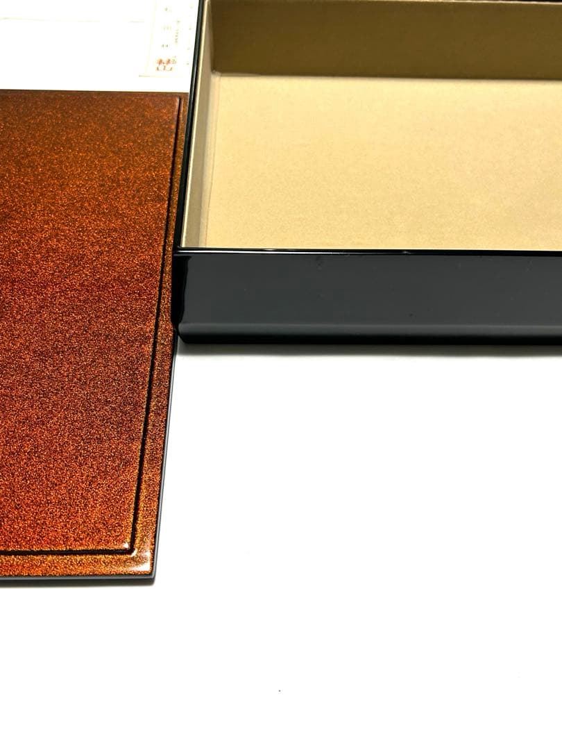 新品レア！松田林山作　漆器蒔絵 重箱 文箱　花模様 黒色