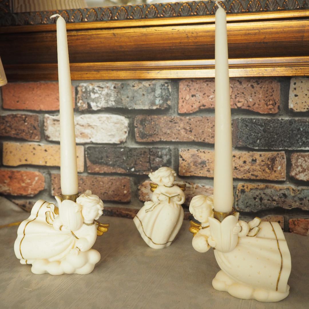 イタリア製　エンジェルキャンドルスタンド　３人セット　新品・送料無料