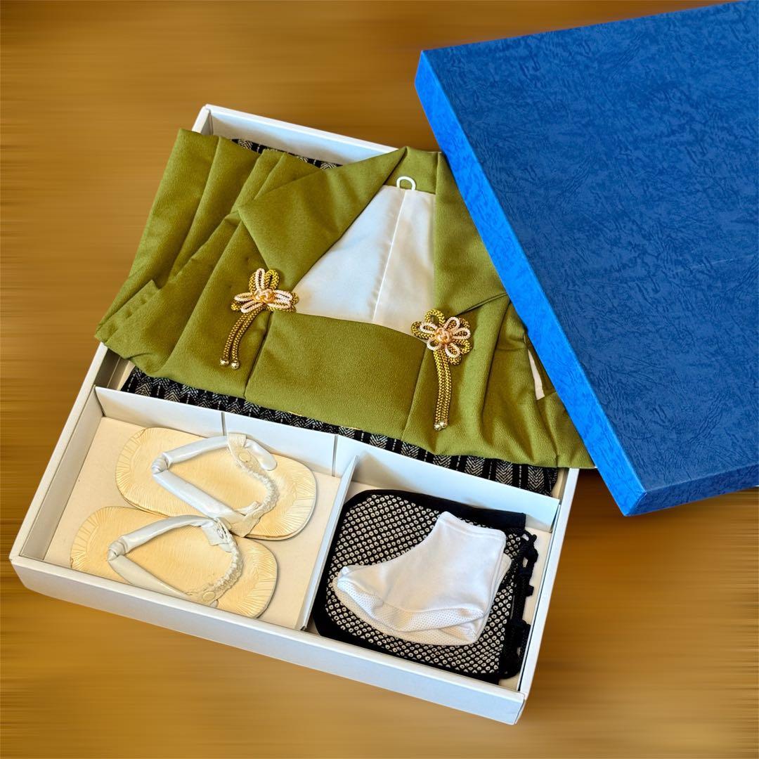 七五三 男の子 着物 被布セット 3歳 フルセット 草履 足袋 巾着 専用箱付き