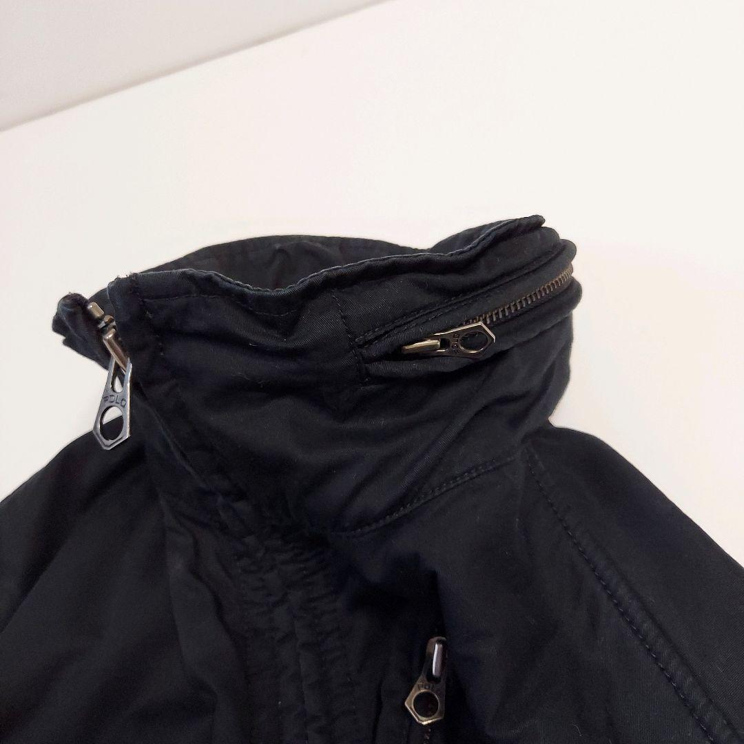 90s ポロバイラルフローレン 異素材レイヤード 裏起毛 ブルゾン L 黒