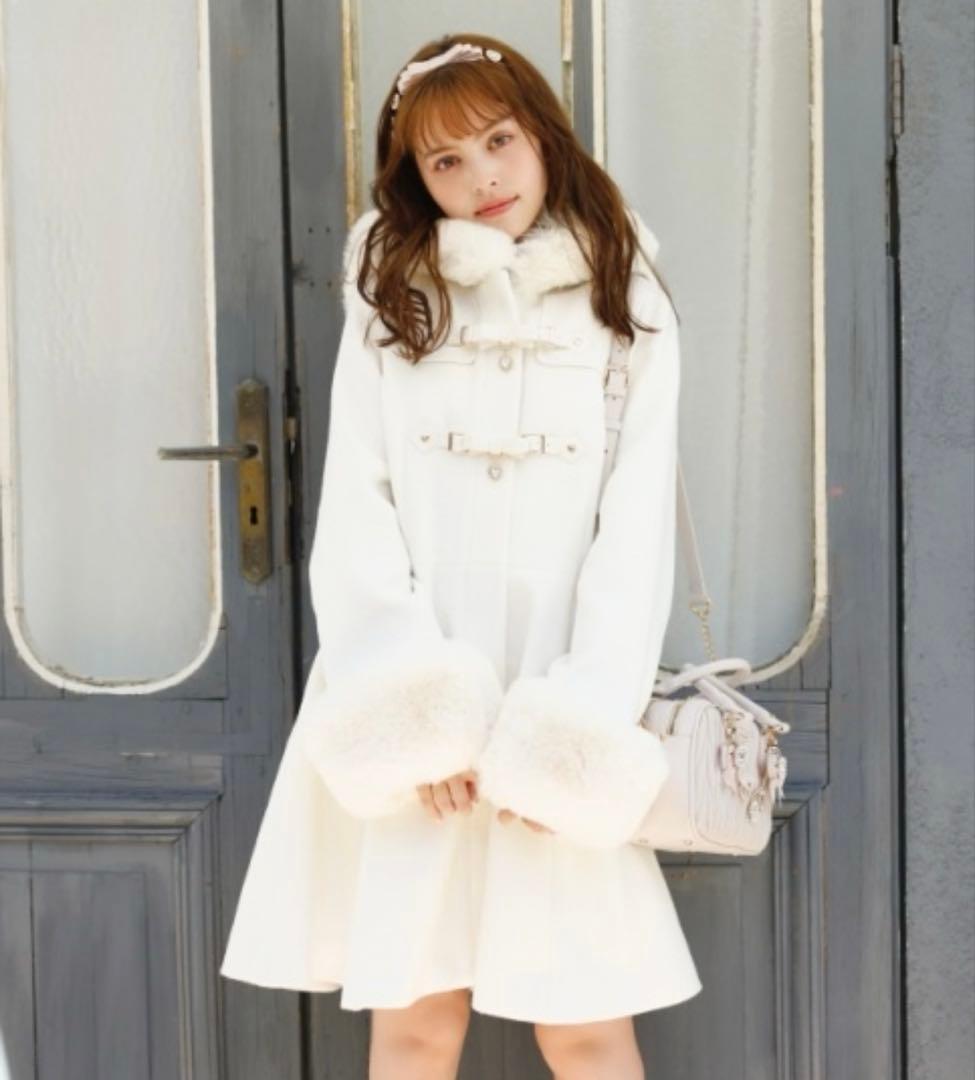 リボンベルトフードコート　ホワイト