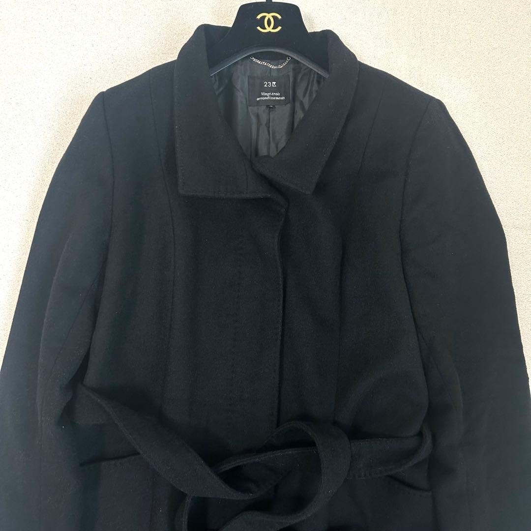 希少2XL✨️23区 カシミヤ100%ビーバーチェスターコート 女優襟 ベルト有