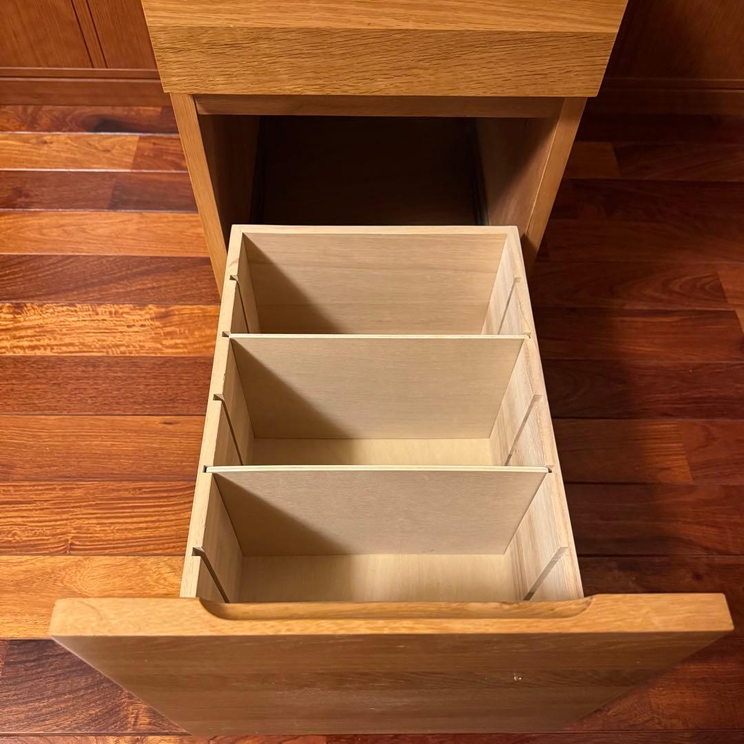 無印良品 無垢材デスクキャビネット(引出2段)オーク材 完成品 送料込 廃番