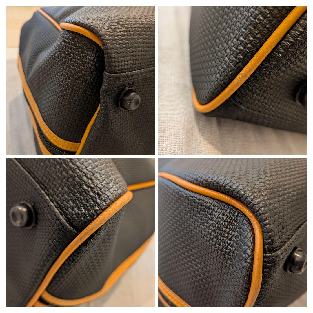 美品✨️イヴサンローラン ボストンバッグ 黒＆キャメル レザーハンドル　大容量