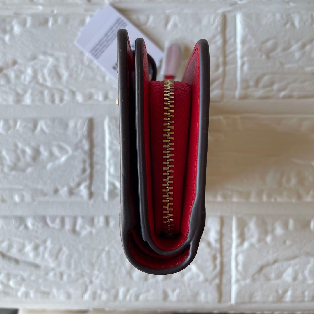 週末セール‼️ 新品COACH 二つ折り財布 ブラウン/レッド 赤 ギフト 箱付き