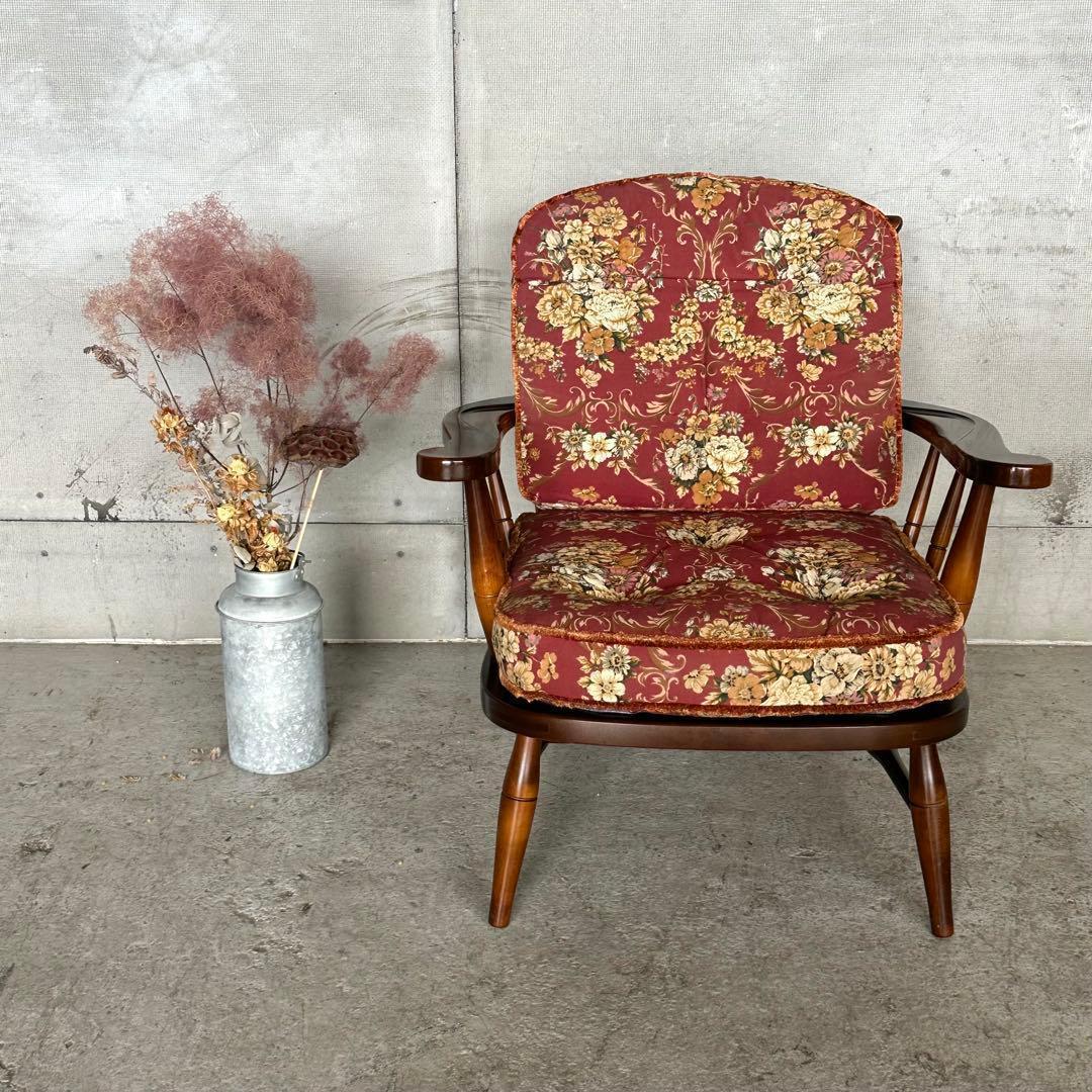 ✿飛騨産業✿ キツツキマーク 花柄 ソファー乗鞍シリーズ アームチェアー