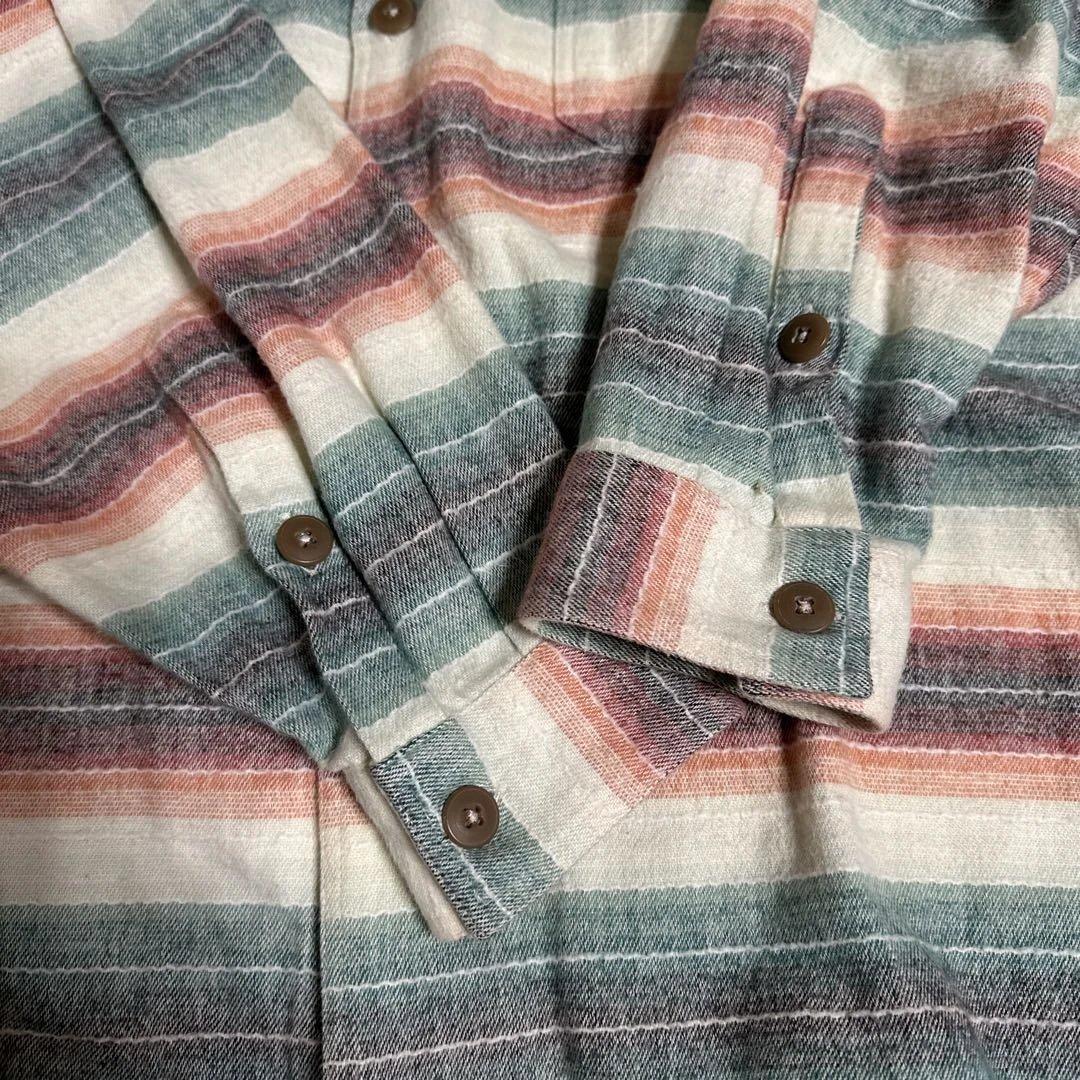 パタゴニア　ストライプ フランネルネルシャツ　サイズL ポルトガル製