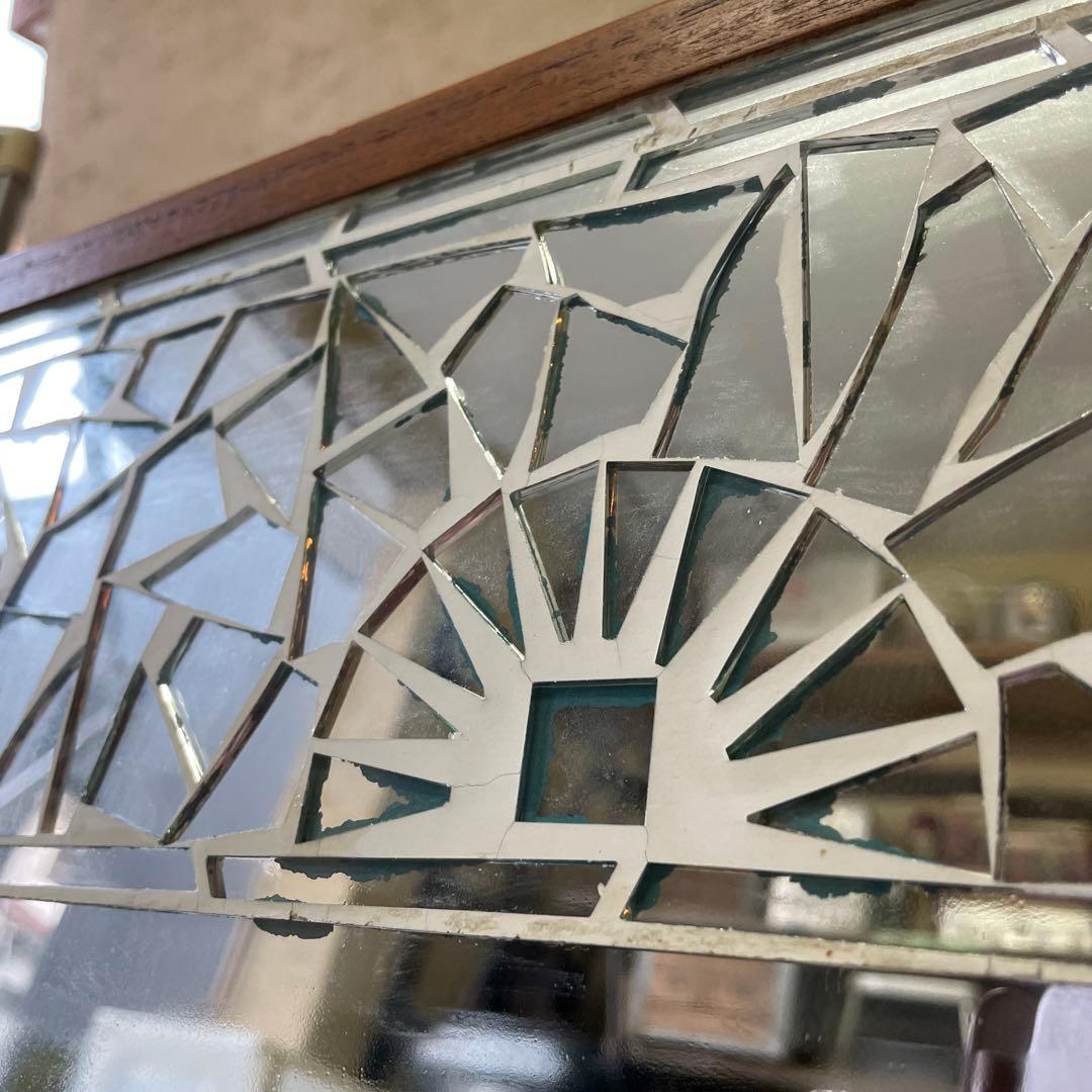 【まるこ⭐︎】デザイン ウッドミラー 壁掛け 鏡 姿見 蚤の市 レトロ