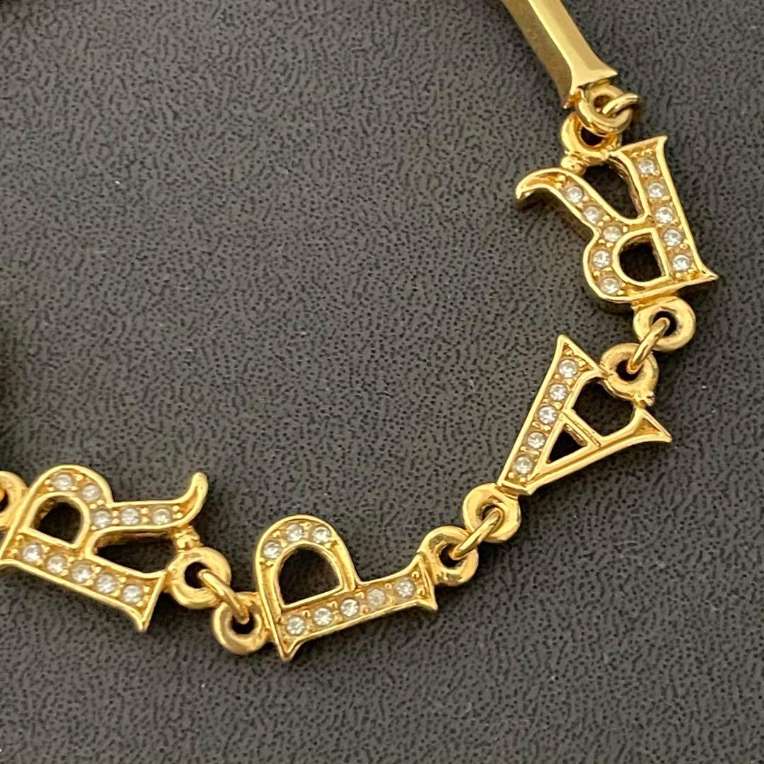 美品 Christian Dior ブレスレット　ラインストーン ゴールド ロゴ