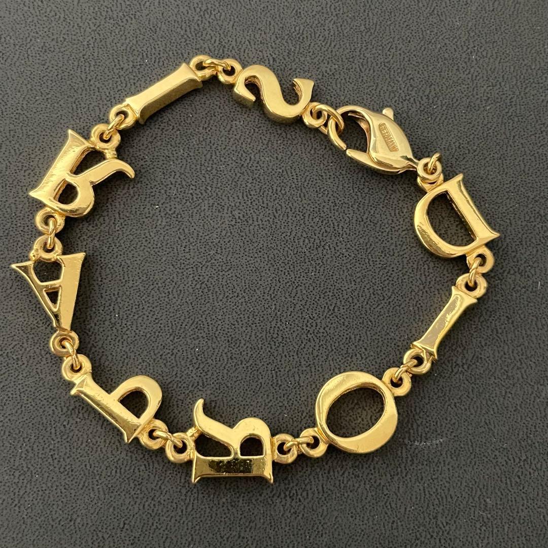 美品 Christian Dior ブレスレット　ラインストーン ゴールド ロゴ