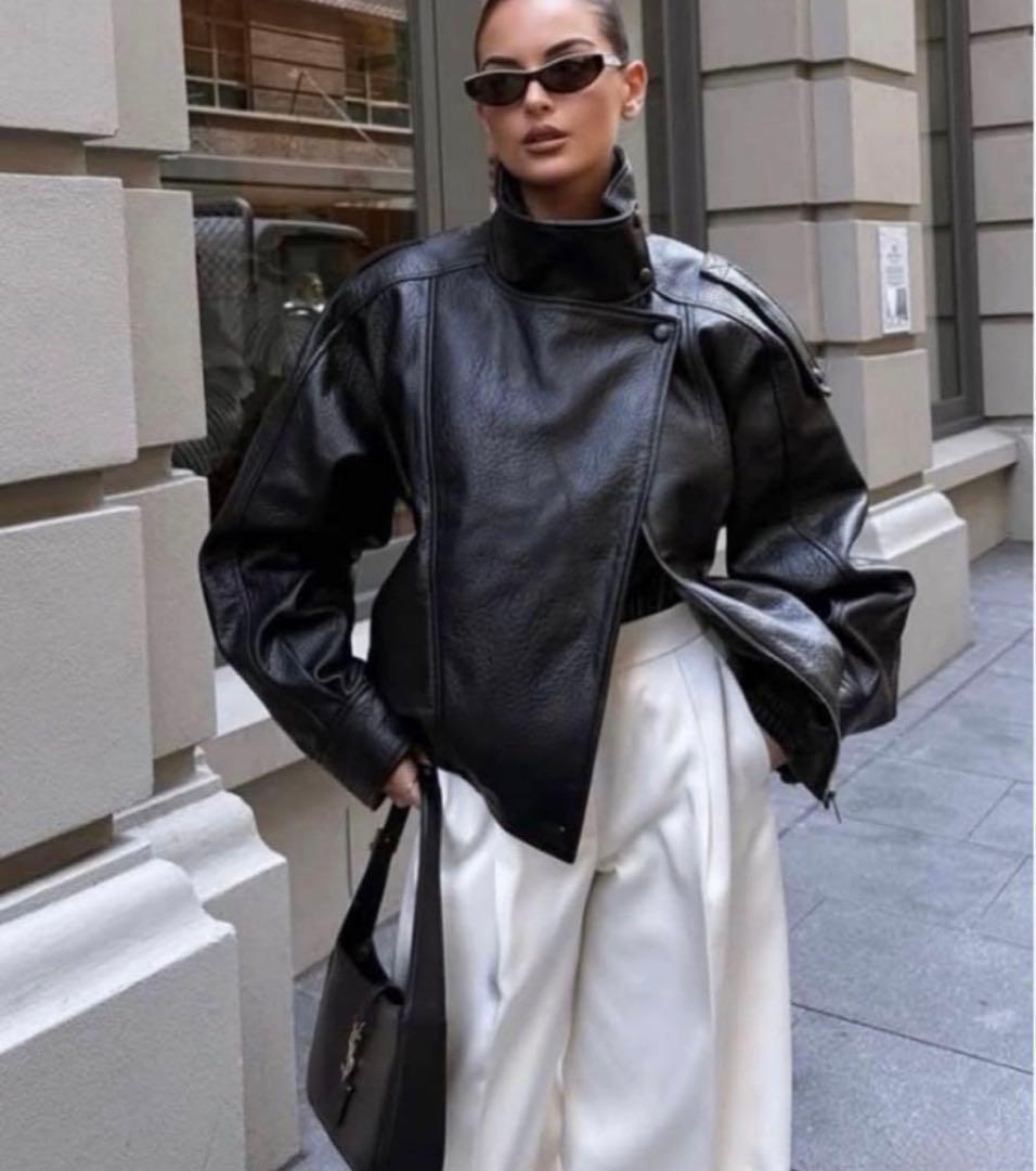 【完売品】ZARA ザラ フェイクレザージャケット⭐︎ブラックM