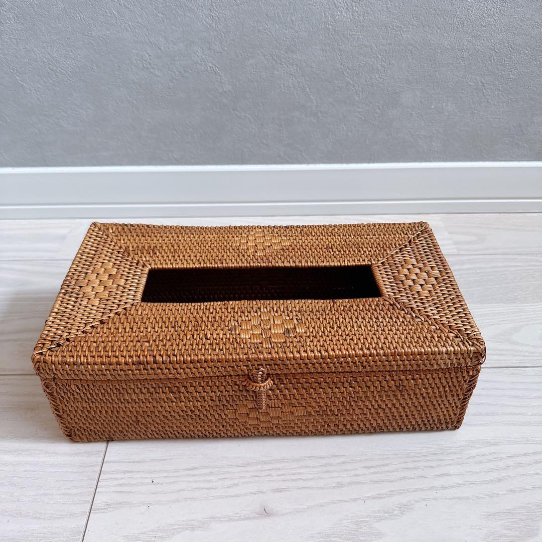 新品未使用 アタのティッシュケース おしゃれ シンプル バリ島雑貨 アジアン雑貨