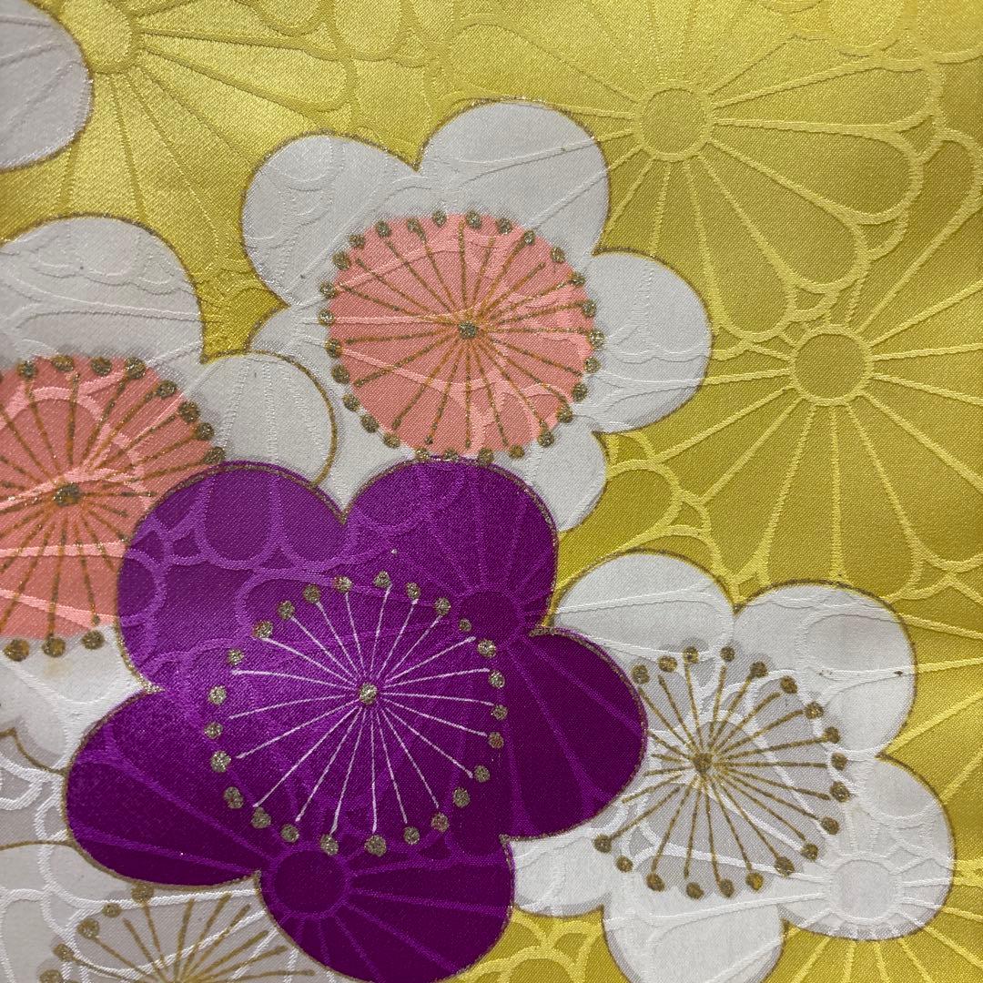 七五三　着物セット　7歳　5歳　レモンイエロー　黄色　キュート　ポップ　個性的