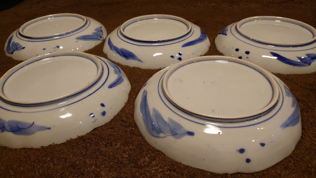 古伊万里　伊万里　中皿　色絵　金襴手　蔵出し　山水　５客