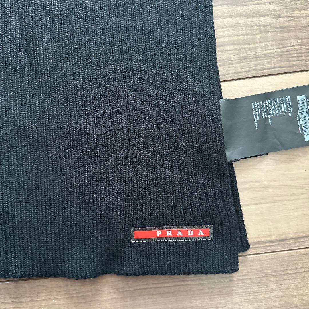 PRADA ブラック リブ編みマフラー