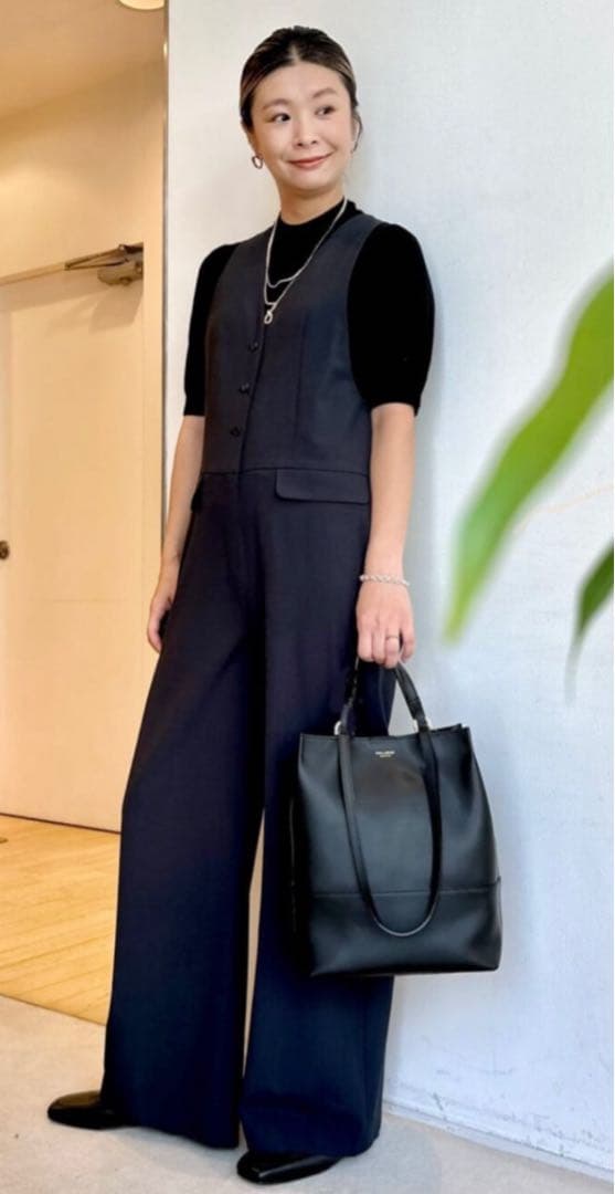 トゥモローランド　DES PRES 黒 サロペット ワイドパンツ サイズＦ