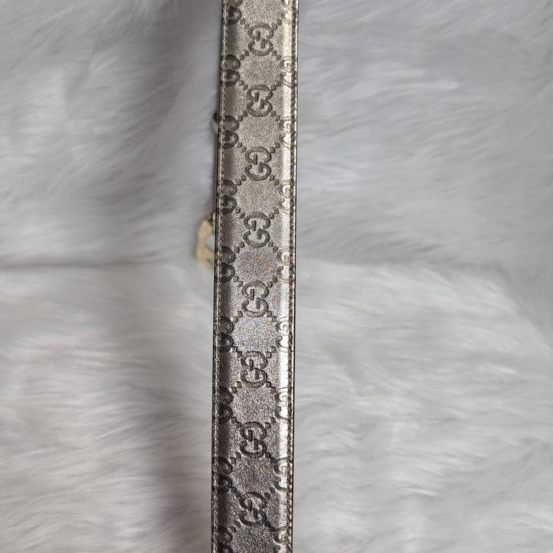 【極美品】 GUCCI グッチシマ レザー ベルト ゴールド インターロッキング