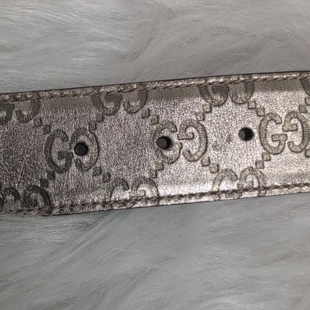 【極美品】 GUCCI グッチシマ レザー ベルト ゴールド インターロッキング