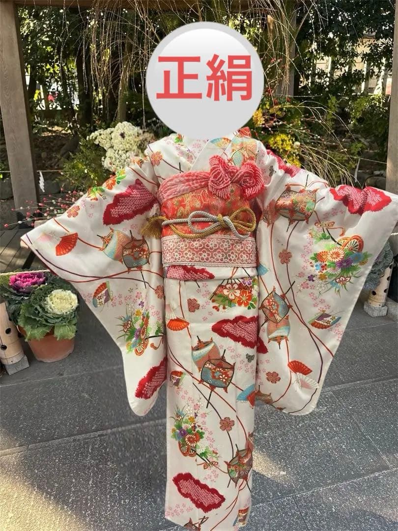 7歳　七五三　正絹　絞り　着物　フルセット