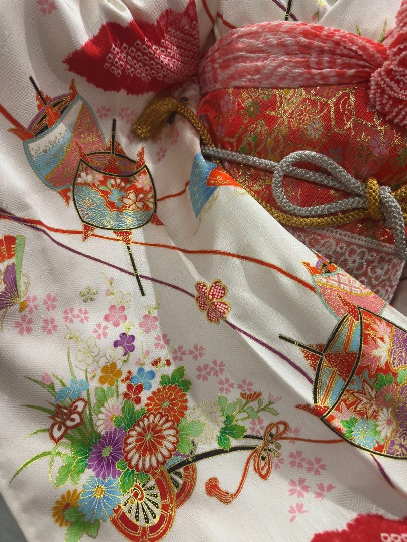 7歳　七五三　正絹　絞り　着物　フルセット