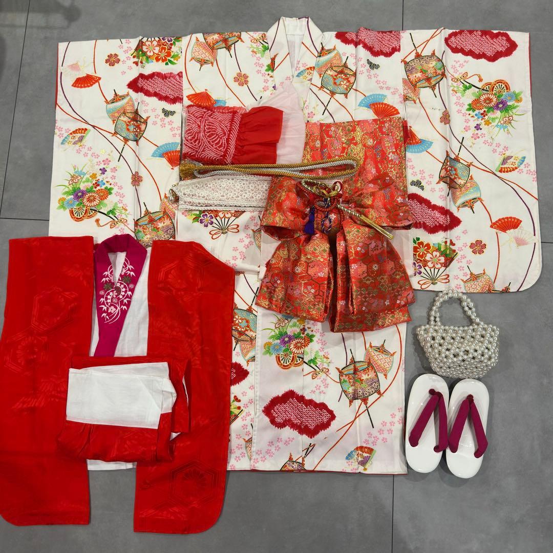 7歳　七五三　正絹　絞り　着物　フルセット