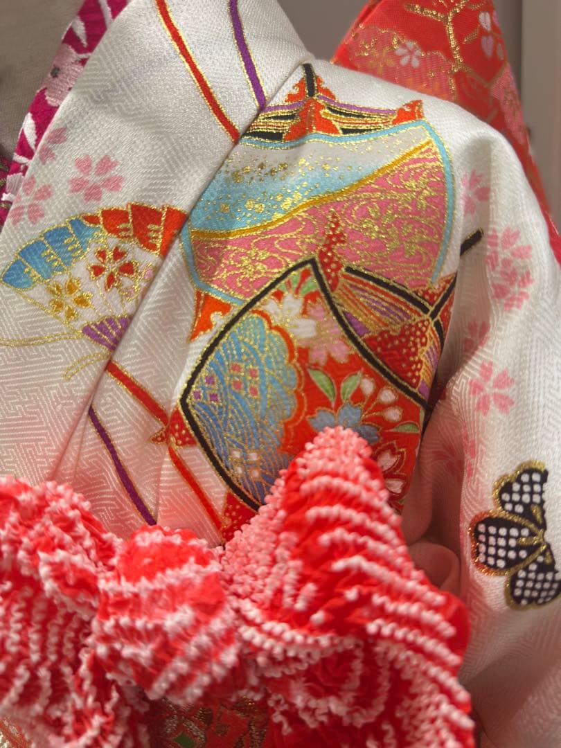 7歳　七五三　正絹　絞り　着物　フルセット