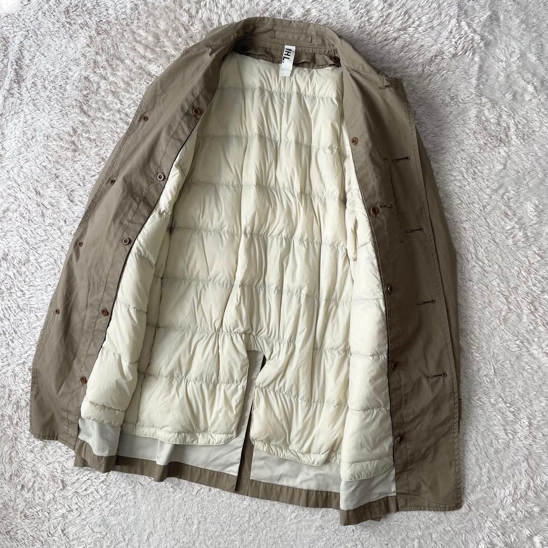 エムエイチエル 美品 MHL ダウンライナー ステンカラーコート L ベージュ