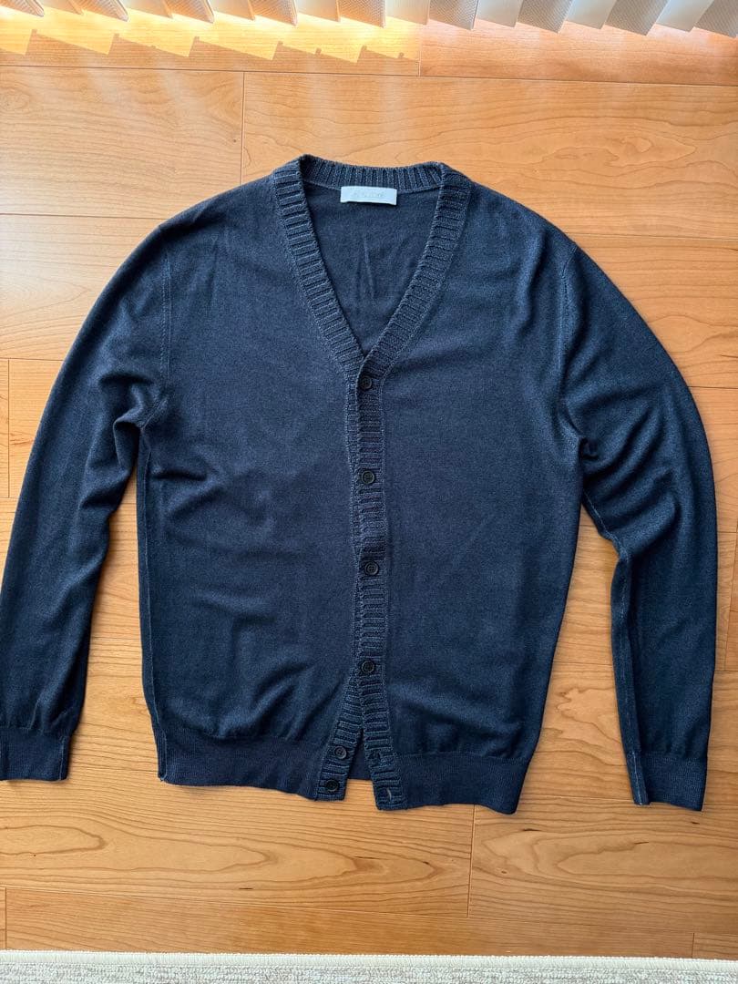 Cruciani カーディガン Vネック ウール 48 ネイビー