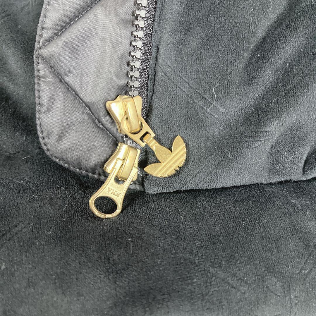 美品 adidas アディダス ダウン ジャケット ベロア金ロゴ　S