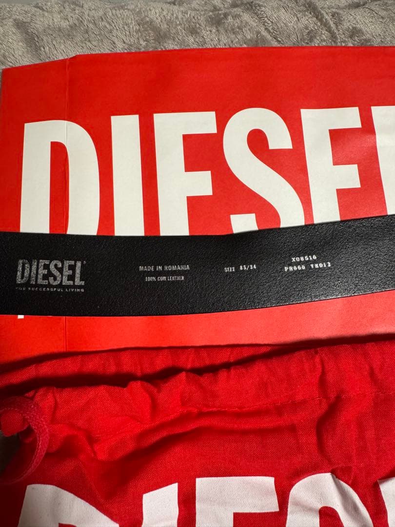DIESEL 黒 レザー ベルト 85/34