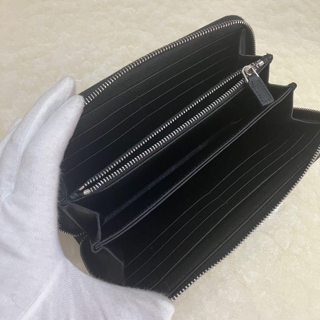 未使用　PRADA サフィアーノレザー 長財布 ブラック　エンボスロゴ　黒