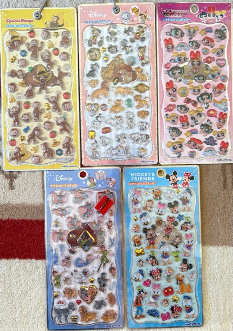 プチドロップステッカー　おさるのジョージ　クラシック　パワパフ　ディズニー正規品