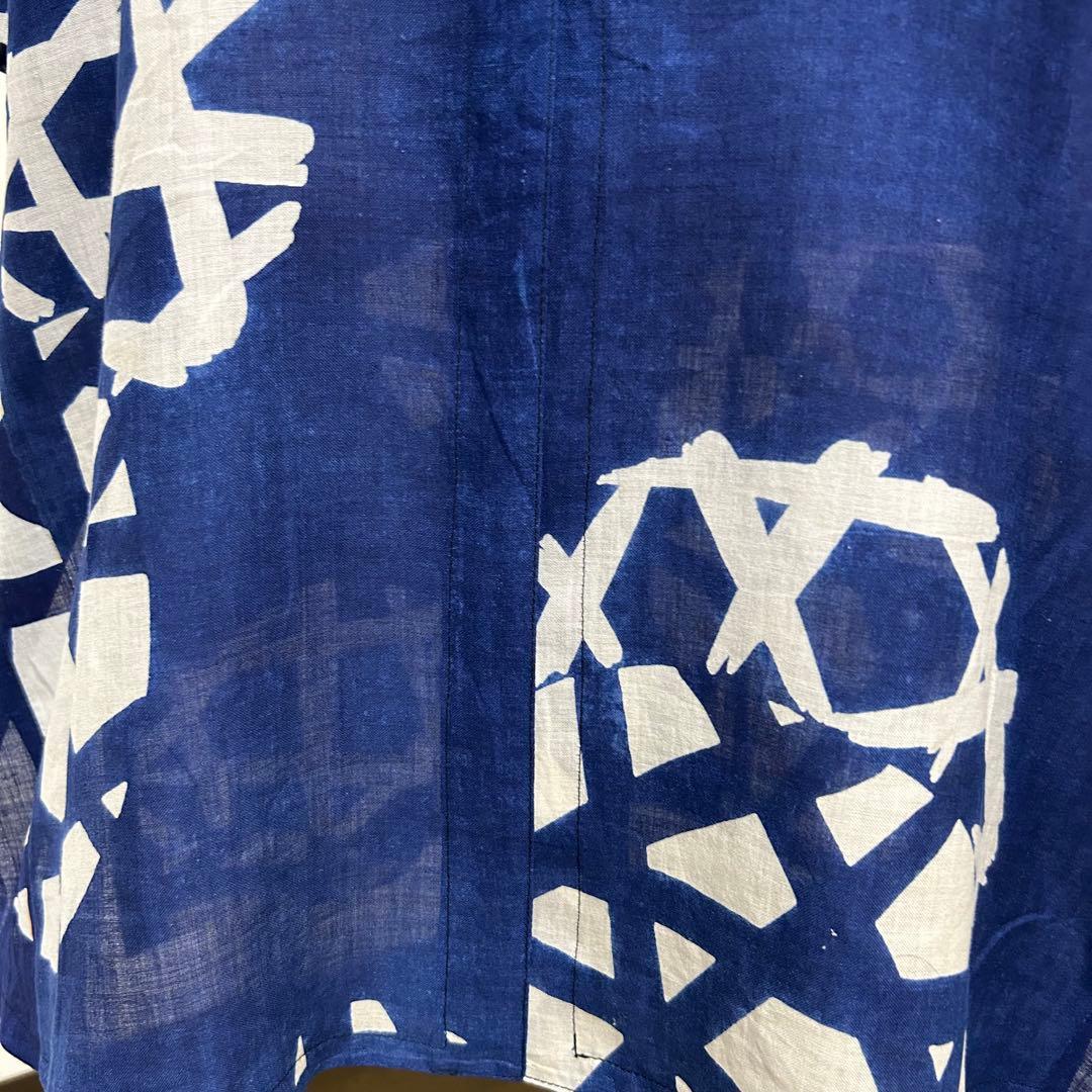 着物リメイク　アンティーク藍本染浴衣　綿　夏物ロングコート＊トートバッグ