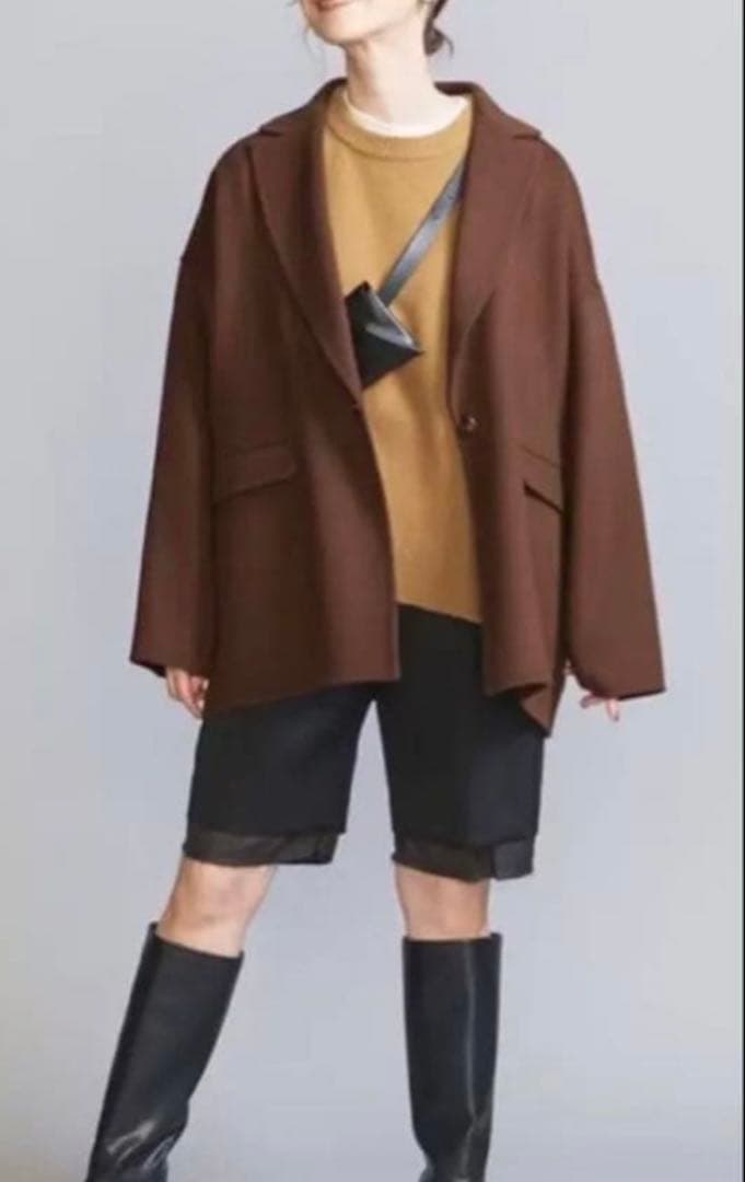 美品！　ビューティー&ユース　リバーテーラード　ミドルコート　XS ブラック