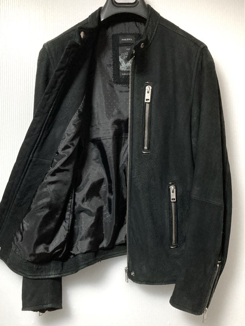 DIESEL ヌバックSheep Skinシングルライダースジャケット サイズS
