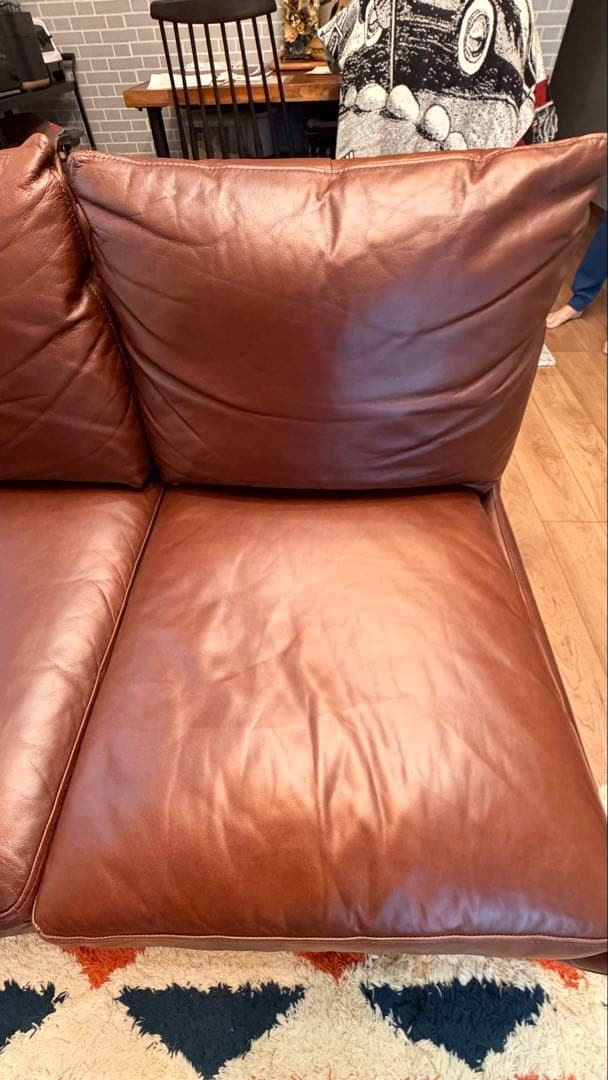 unico HOXTON レザーソファ 3シーター ダークブラウン