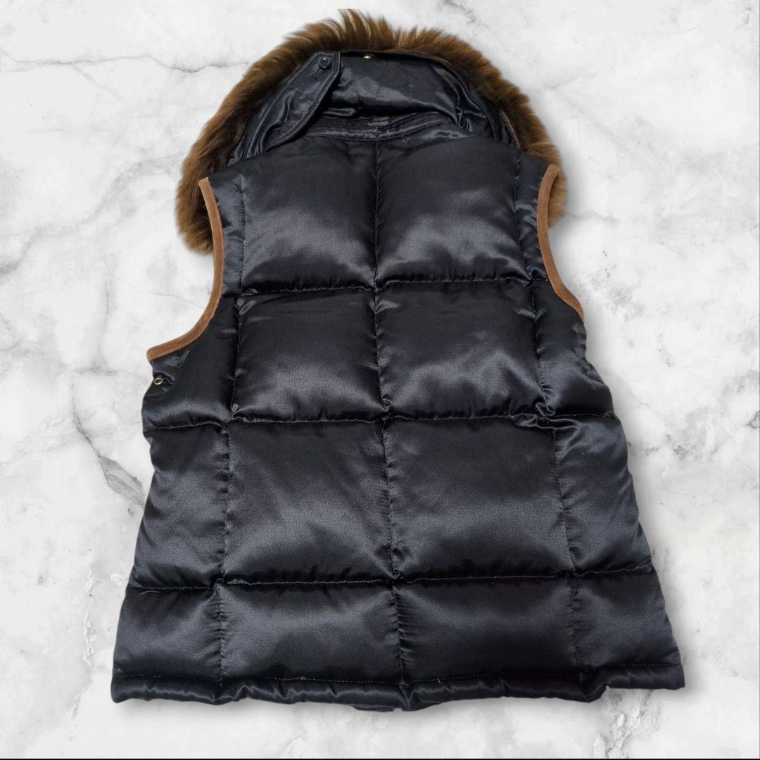 ラルフローレン コットン シルク ダウンベスト リアルファー 本革スエード