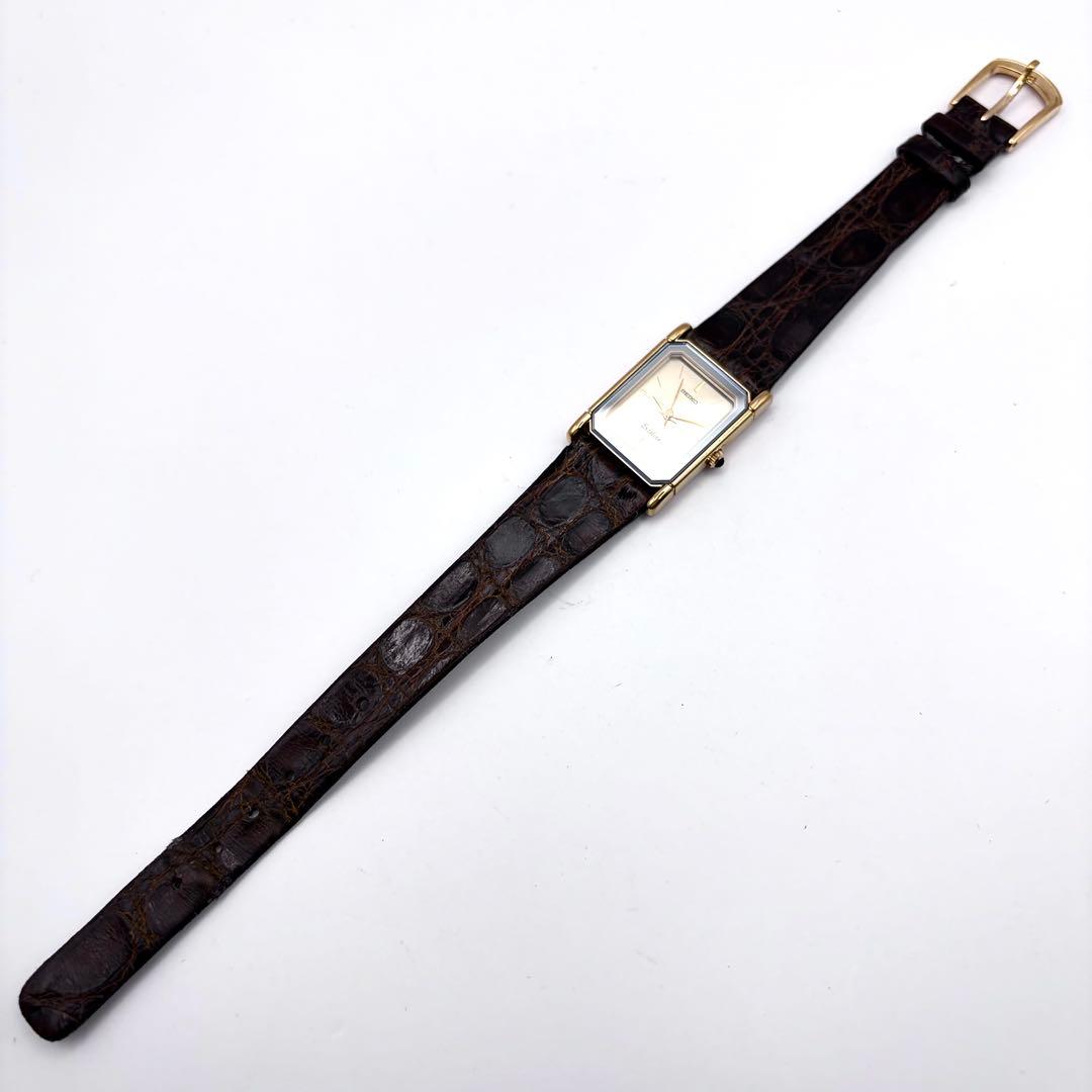 稼働品 新品電池 セイコー エクセリーヌ スクエア ドレス クォーツ レディース