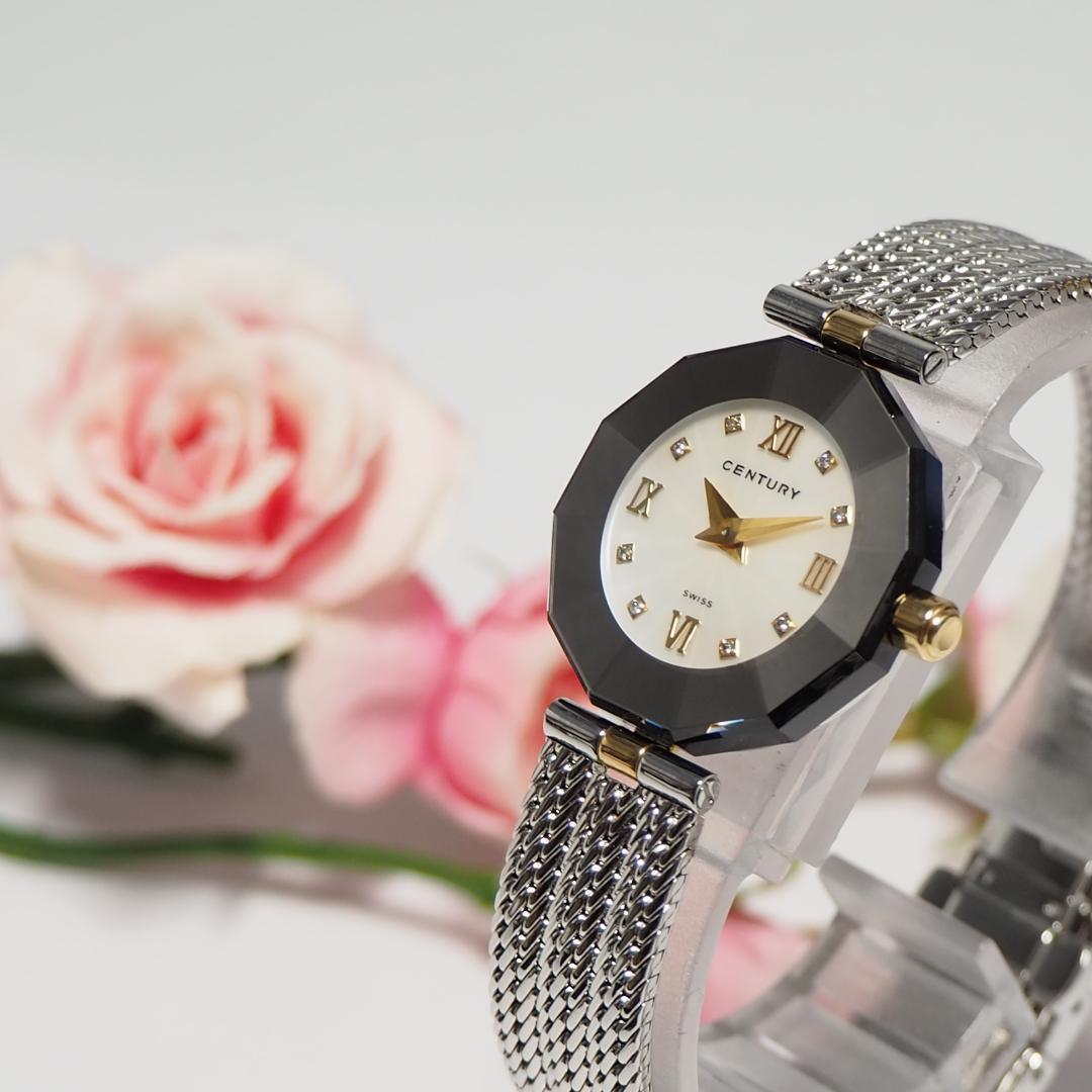 新同品 センチュリー CENTURY タイムジャム 8Pダイヤ 腕時計 F954