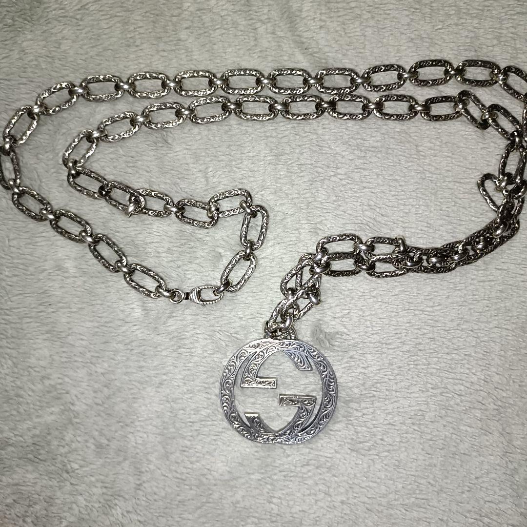 【希少】GUCCI ダブルロッキングG BIGネックレス90cm グッチ