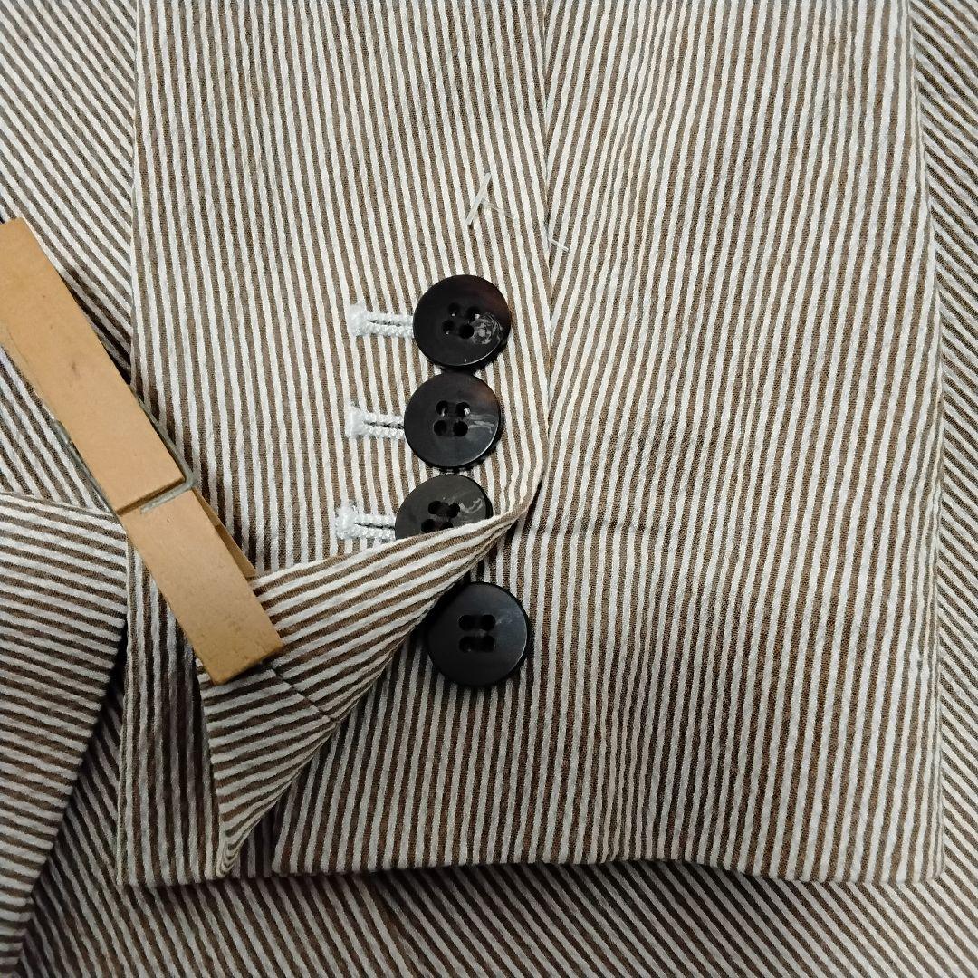 【未使用級】Theory シアサッカー パンツスーツ ストライプ ブラウン