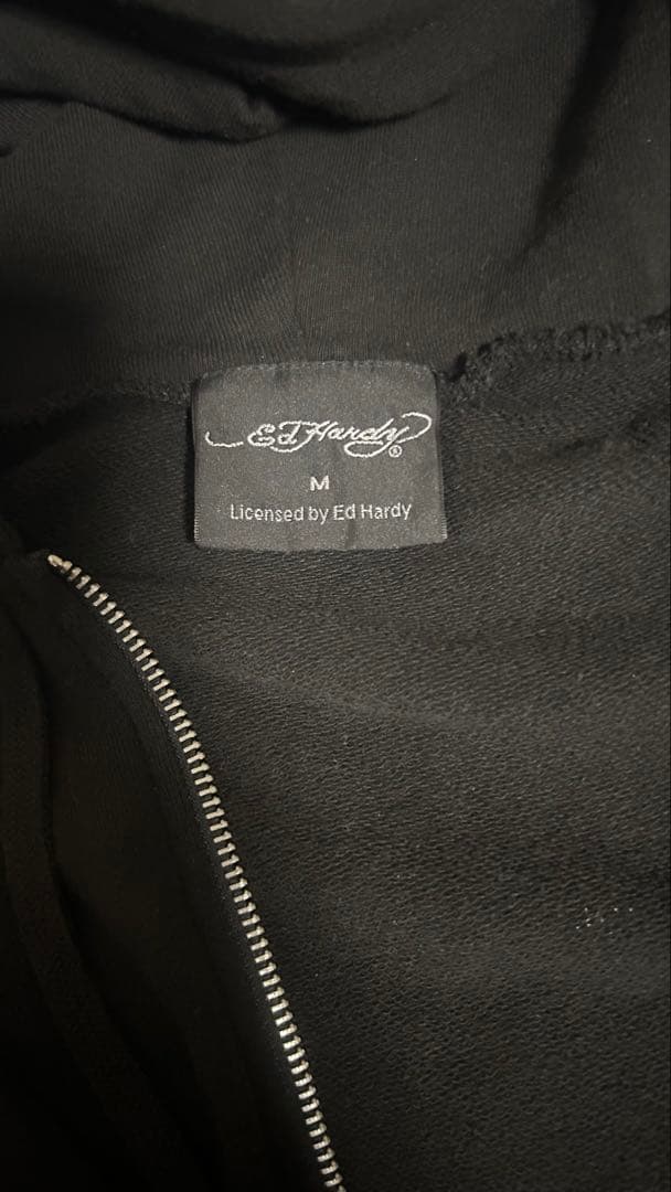 Ed Hardy スカルプリント パーカー ブラック