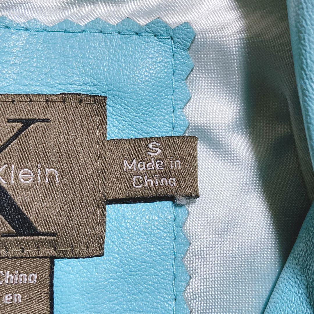 希少⭐️カルバンクライン　レザージャケット　シングル　90s〜00s 水色　S